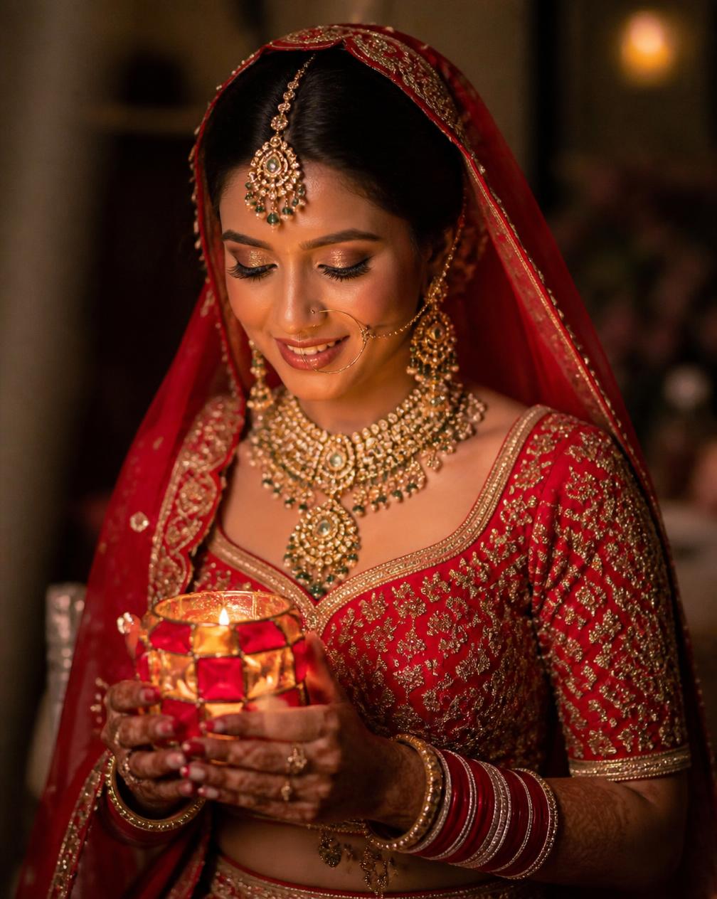 Bridal portraits in candlelight